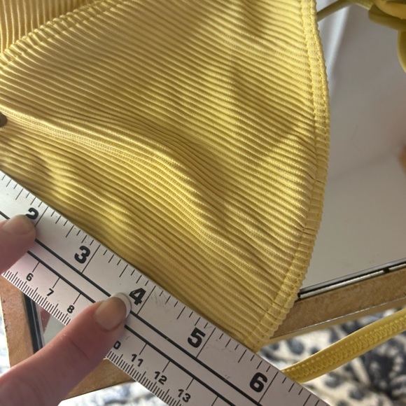 Women’s Yellow Ribbed Triangle Bikini Top - Picture 2 of 10